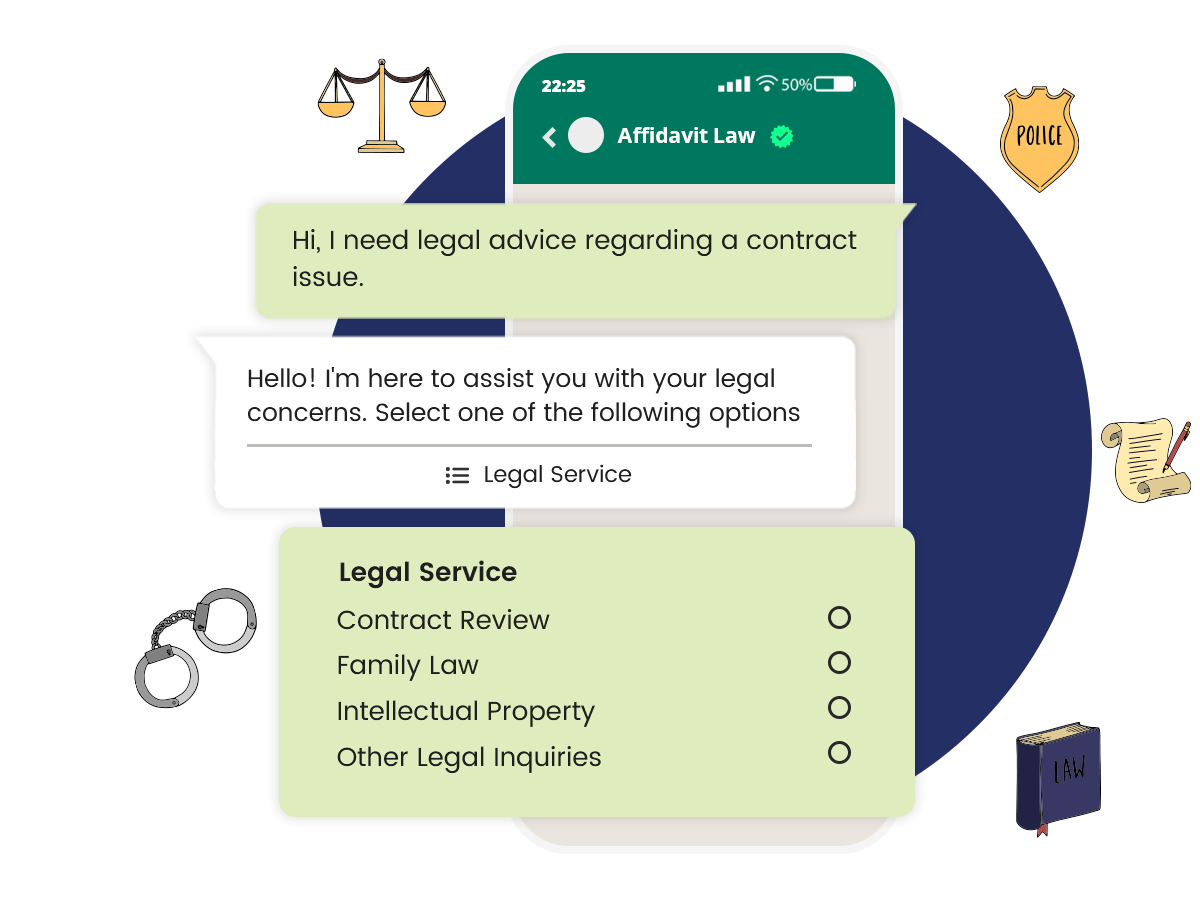 Automatically sharing legal services through WhatsApp